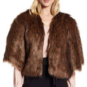 NWT Halogen Faux Fur Capelet One Size, BROWN FOX